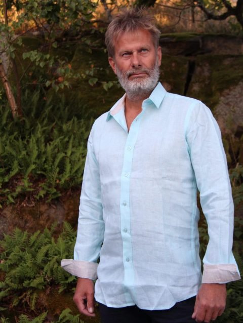 Bernhard Linen Turquoise Shirt