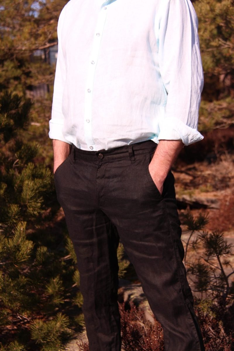 Ben black linen trousers - Image 3