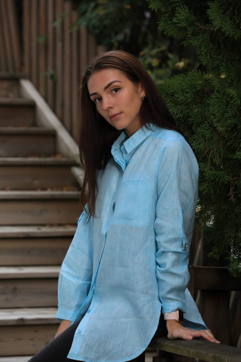 Andrine Linen Skyblue Shirt - Image 2