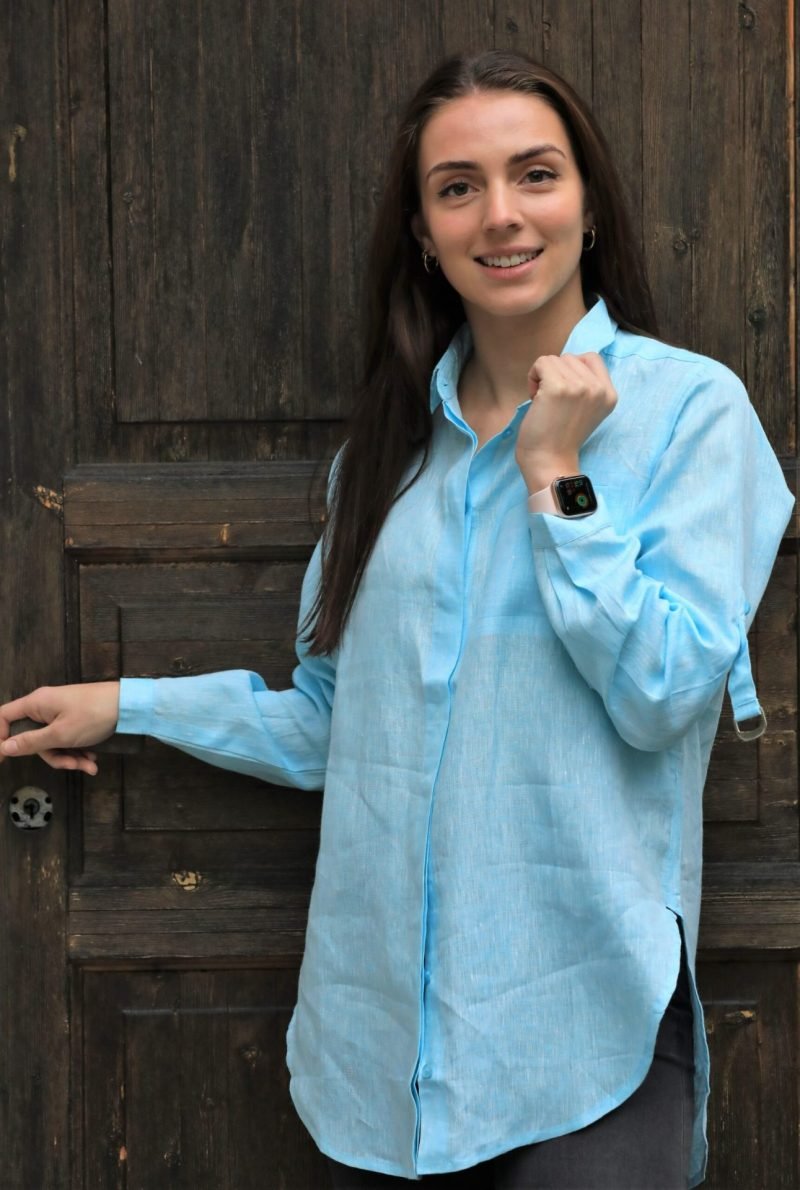 Andrine Linen Skyblue Shirt - Image 3