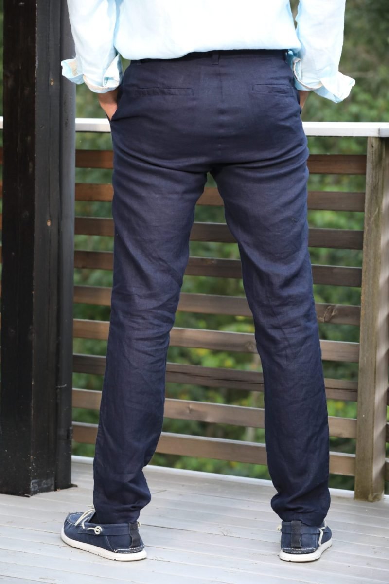 Ben Linen Blue Trouser - Image 3