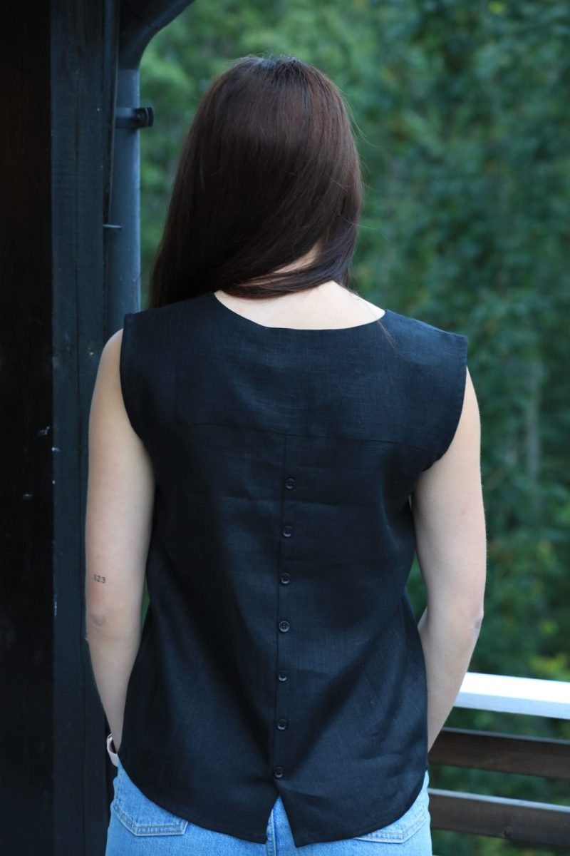 Bibi Linen Black Top - Image 2