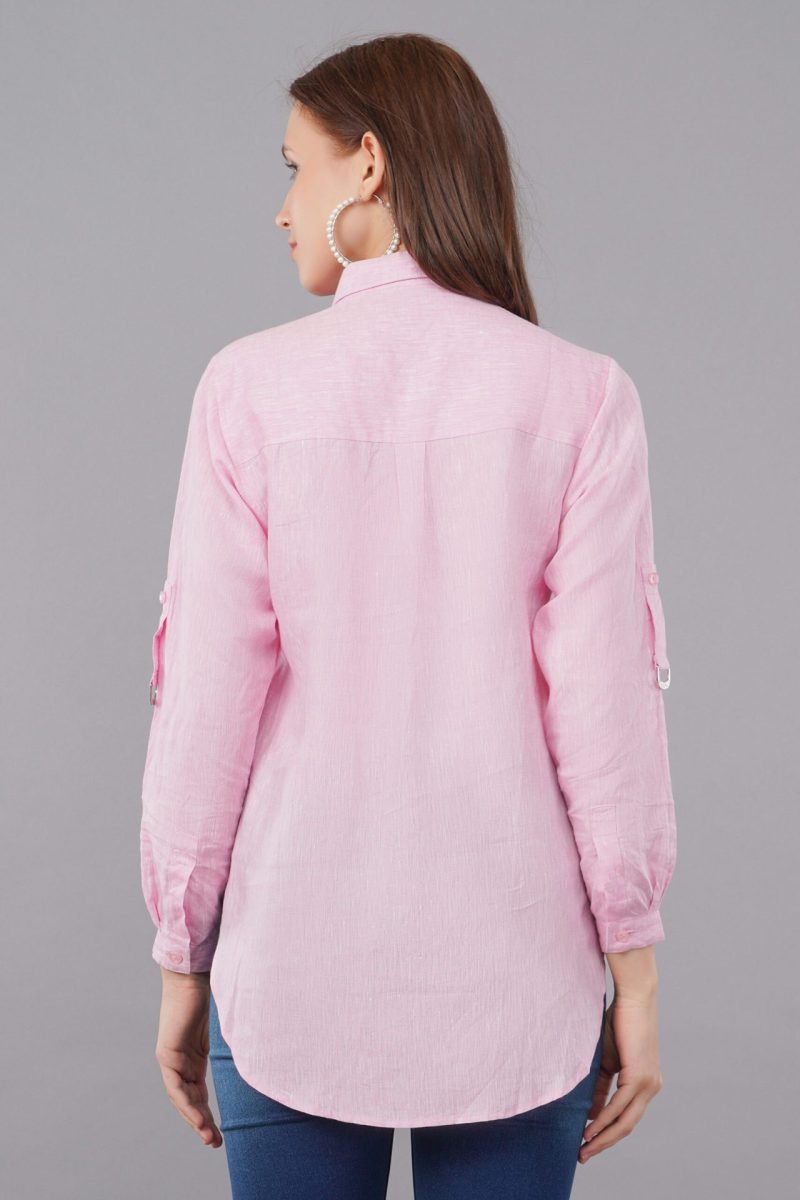 Andrine Linen Pink Shirt - Image 3
