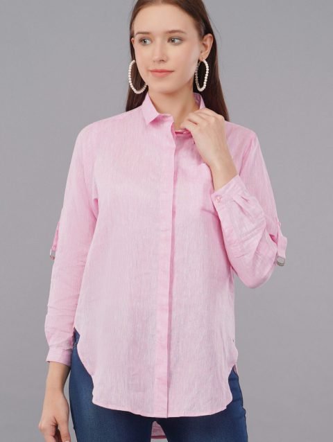 Andrine Linen Pink Shirt