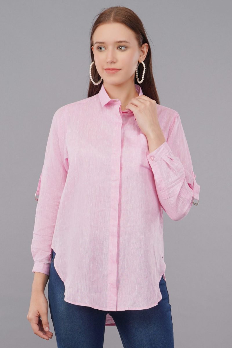 Andrine Linen Pink Shirt