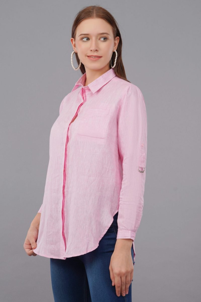 Andrine Linen Pink Shirt - Image 2