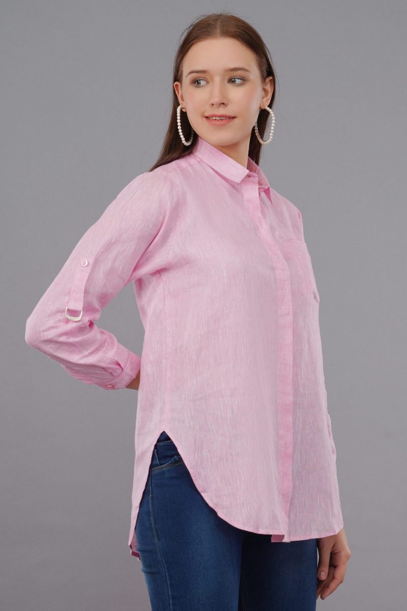 Andrine Linen Pink Shirt - Image 4