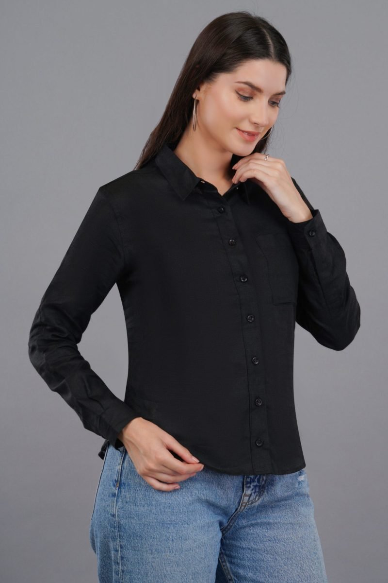 Berit Linen Black Shirt - Image 2