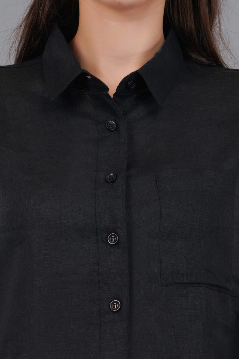 Berit Linen Black Shirt - Image 3