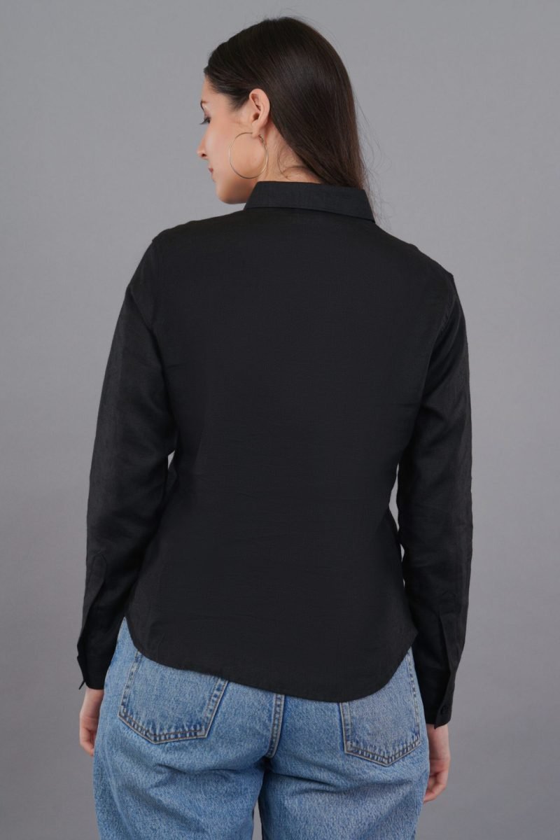 Berit Linen Black Shirt - Image 4