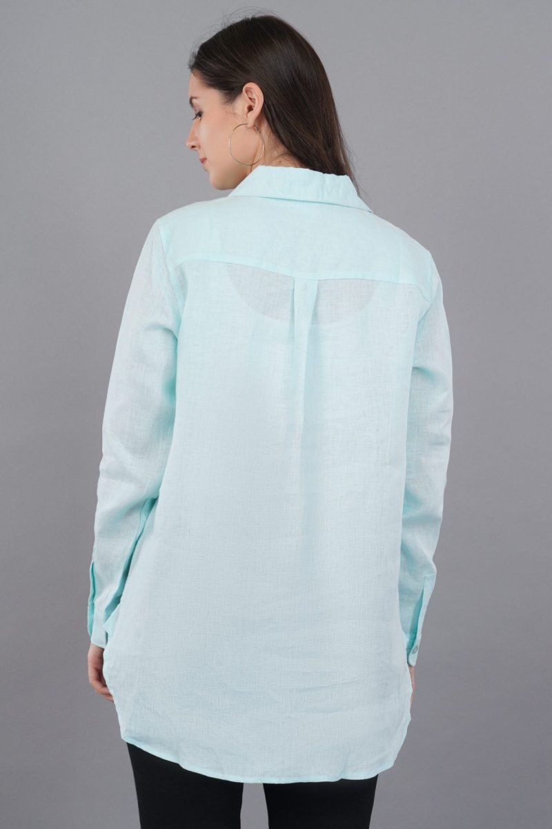 Anne Linen turquoise Top - Image 4