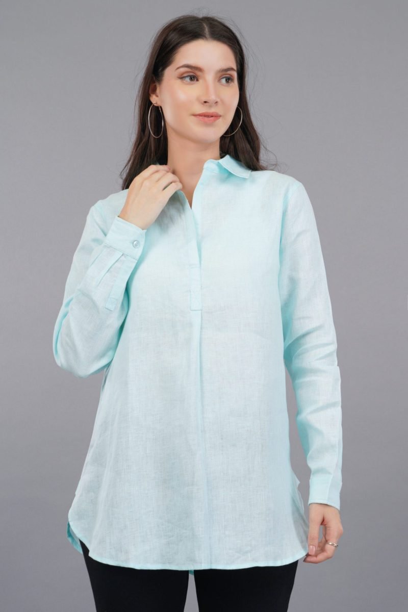Anne Linen turquoise Top