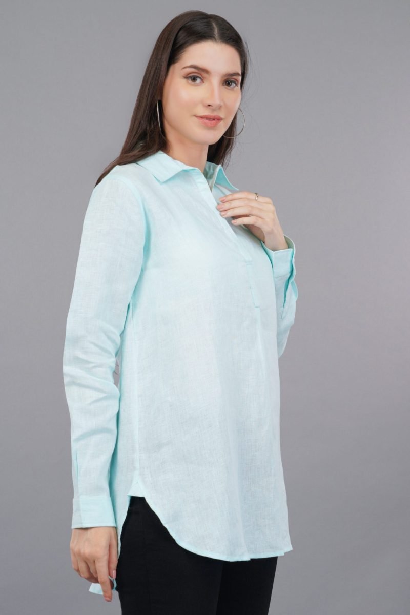 Anne Linen turquoise Top - Image 3
