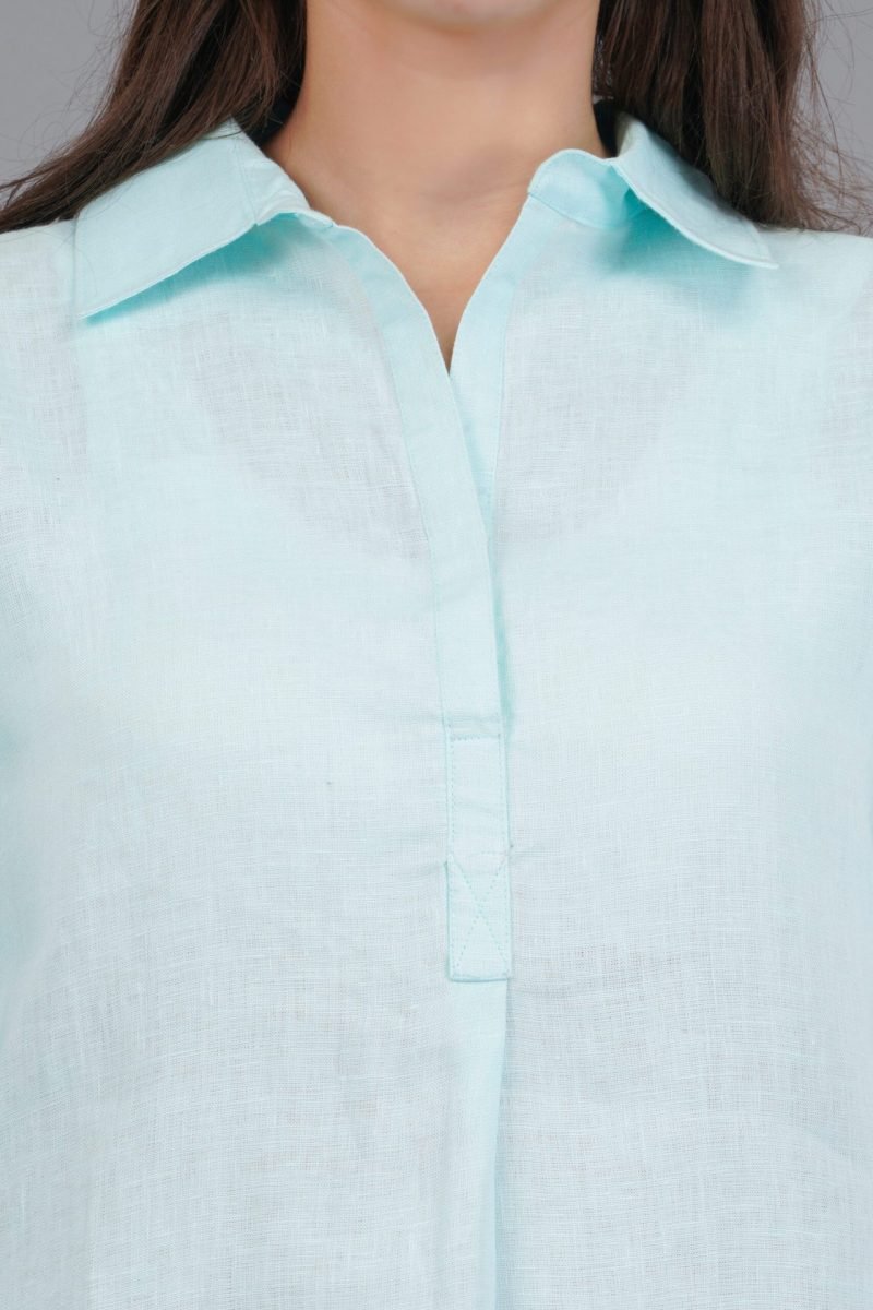 Anne Linen turquoise Top - Image 5