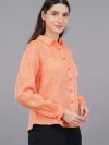 Berit Linen Orange Shirt - Image 5