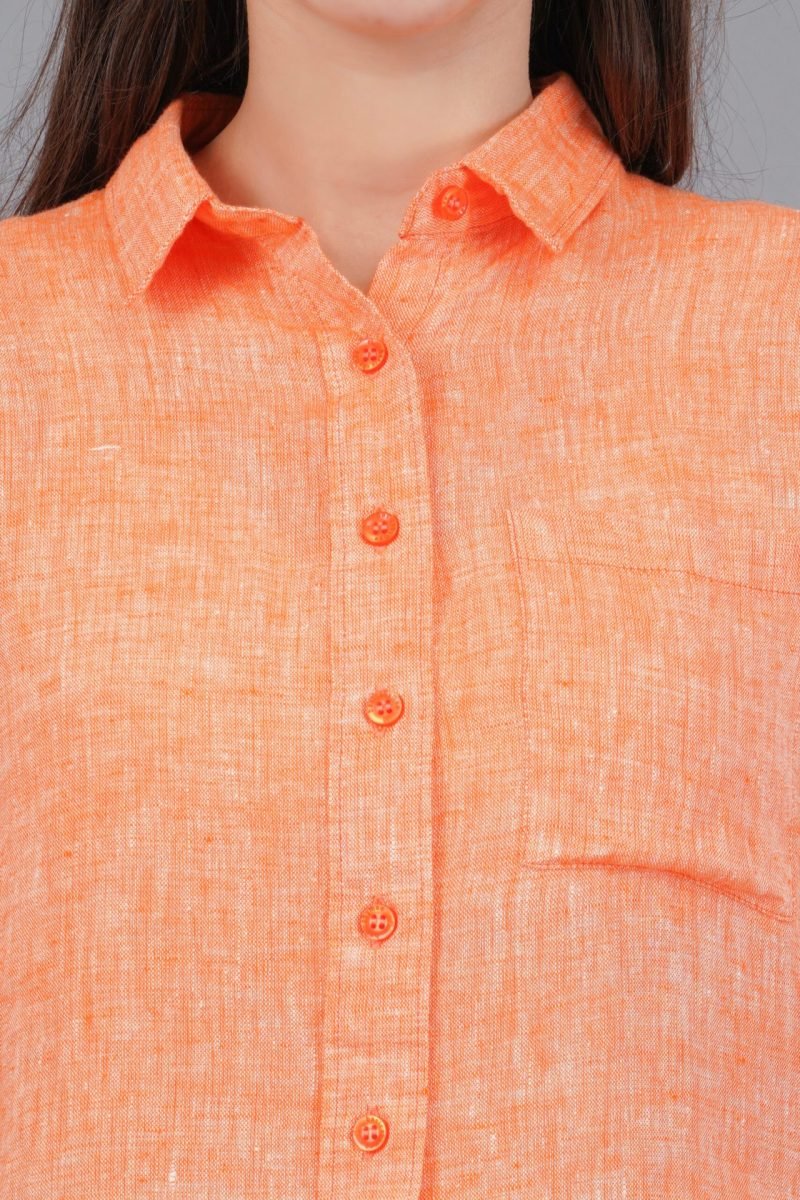 Berit Linen Orange Shirt - Image 4