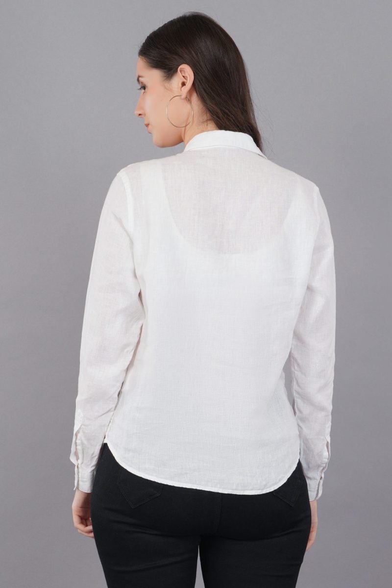 Berit Linen White Shirt - Image 3