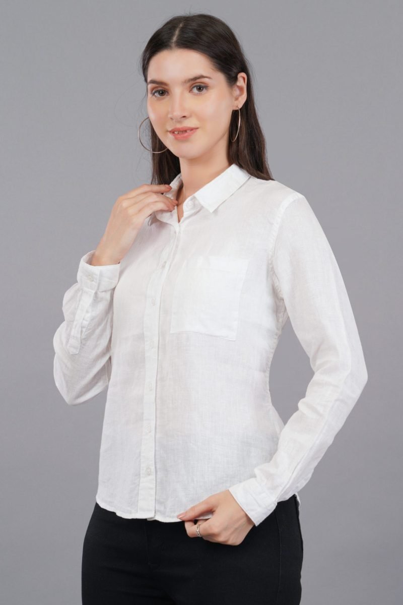 Berit Linen White Shirt - Image 2