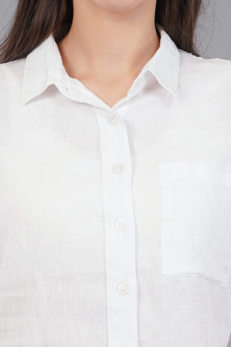 Berit Linen White Shirt - Image 4
