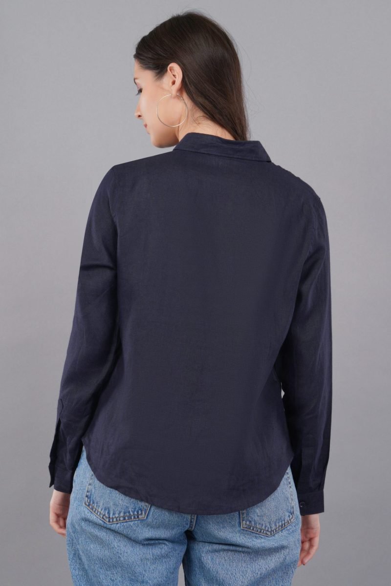 Berit Linen Navy Shirt - Image 3