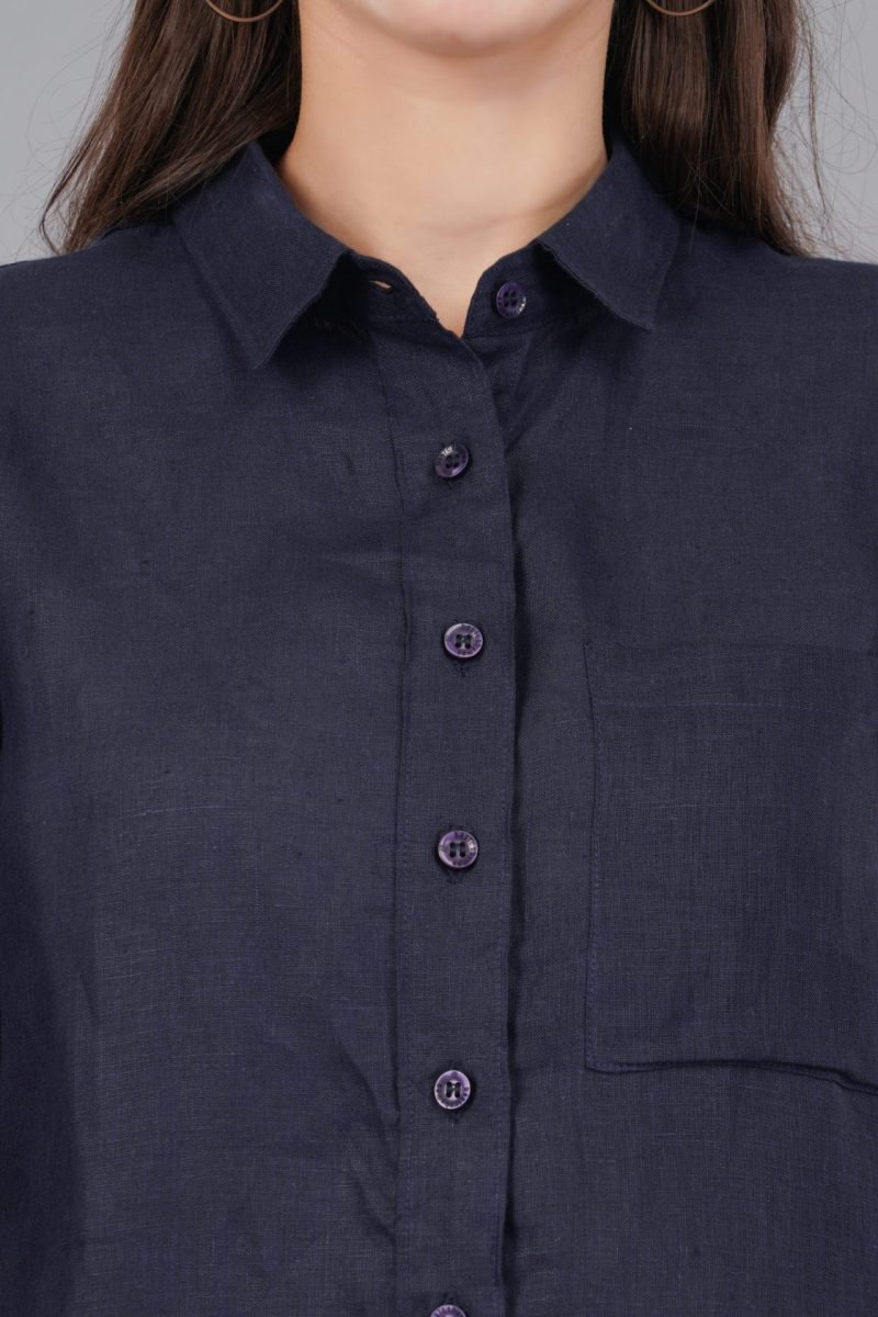 Berit Linen Navy Shirt - Image 2