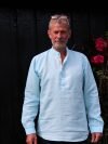 Audun Linen Skyblue half button shirt