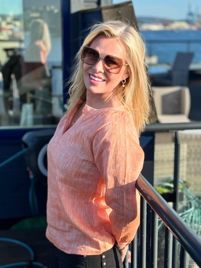 Bettina Linen Orange Top - Image 2