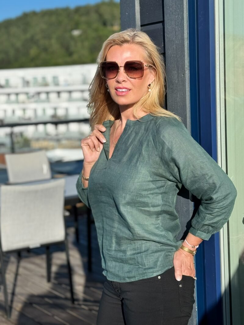 Bettina Linen Olive Top - Image 2